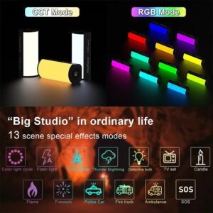 RGB، عصا إضاءة LED محمولة للتصوير الفوتوغرافي والفيديو، مصباح مغناطيسي
